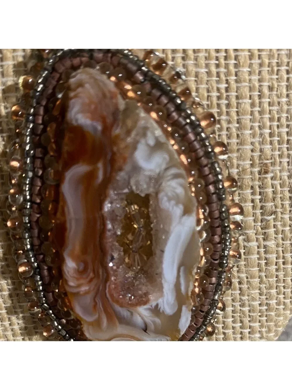 Handmade Brown Agate Beaded – One-of-a-Kind Pendant